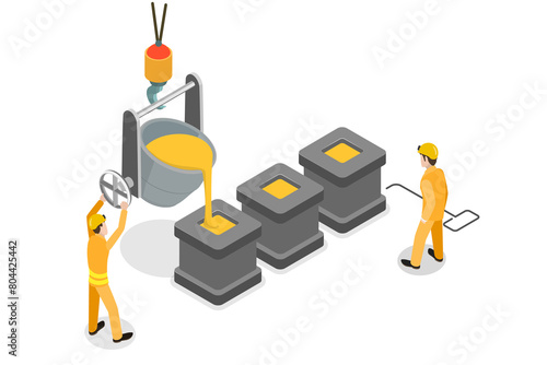 Canvastavla 3D Isometric Flat  Illustration of Industrial Steel Production, Metallurgy Indus