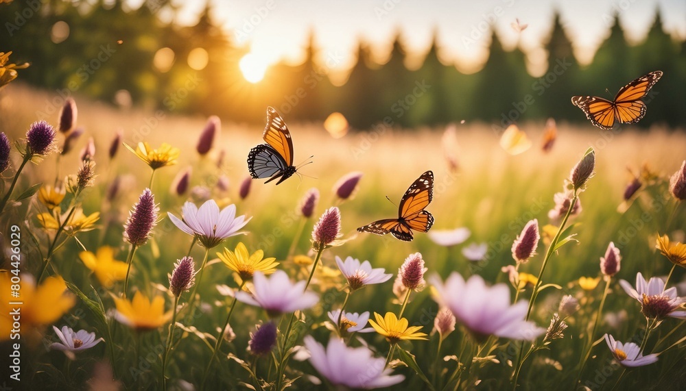 Nature's Harmony: Exploring an Idyllic Meadow Teeming with Flowers, Butterflies, and Bees. Generative AI Nature's Harmony: Exploring an Idyllic Meadow Teeming with Flowers, Butterflies, and Bees. Generative AI