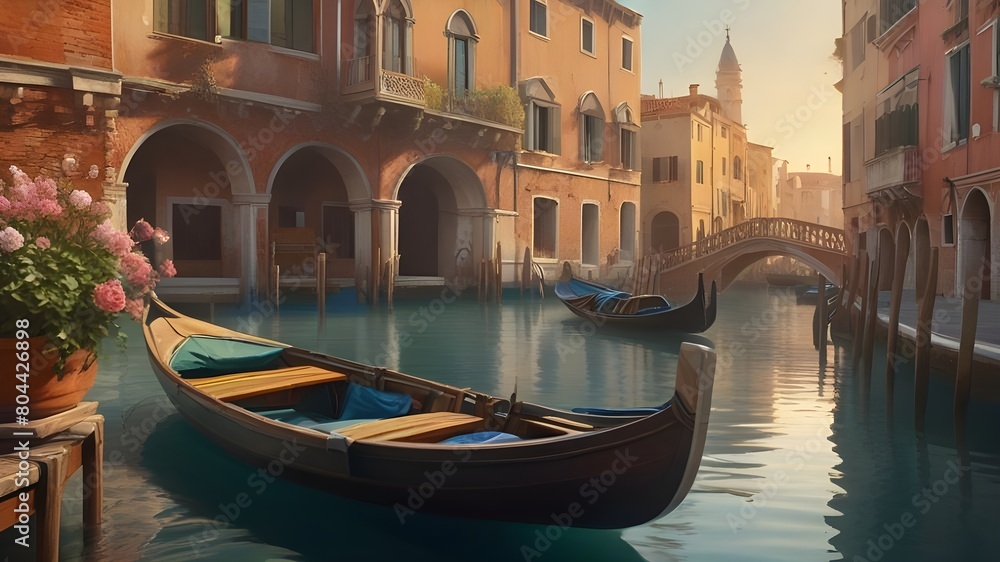 Fototapeta premium early morning scene of a Venetian canal