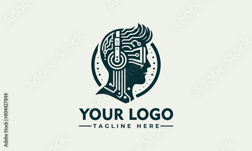 Man in Virtual Reality Glasses Template Logo Vr world. man s head. Virtual reality glasses. Amazed face. Vector illustration