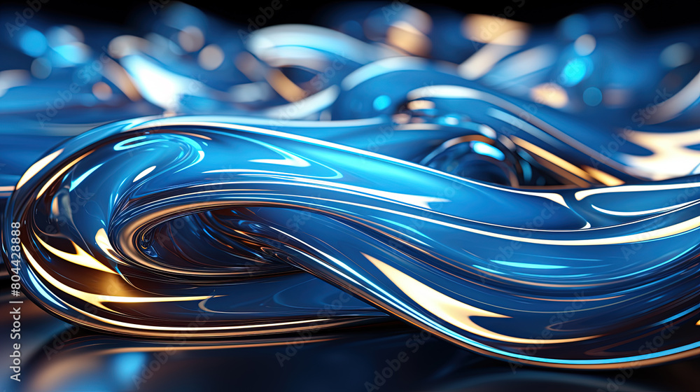 Abstract Art of Blue Color Fluttering Oil Painting on Blurry Black Background Abstract Art of Blue Color Fluttering Oil Painting on Blurry Black Background