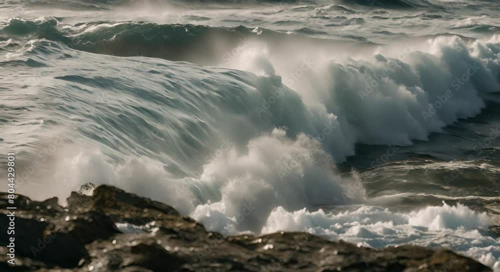 Textured surface of water and big wave shoulder crashing and spraying Textured surface of water and big wave shoulder crashing and spraying