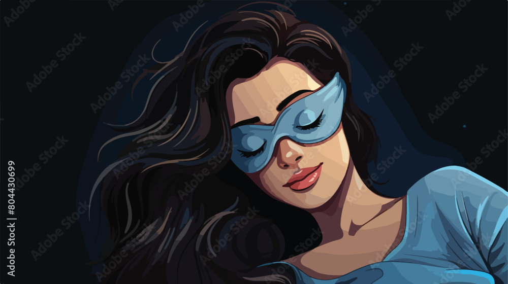 Portrait of woman in pajamas with sleep mask and pi