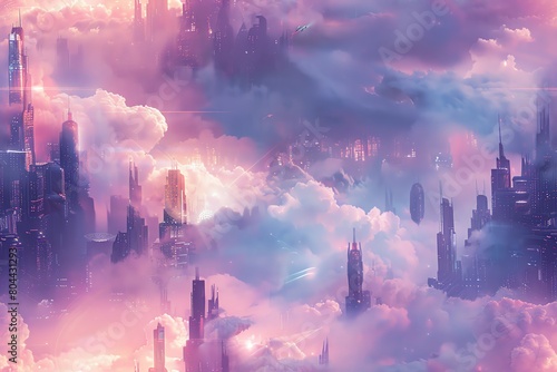 Craft a mesmerizing watercolor painting of a utopian metropolis with ethereal floating structures
