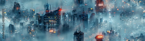 Design a watercolor piece featuring a futuristic metropolis where AI entities mingle with humans photo