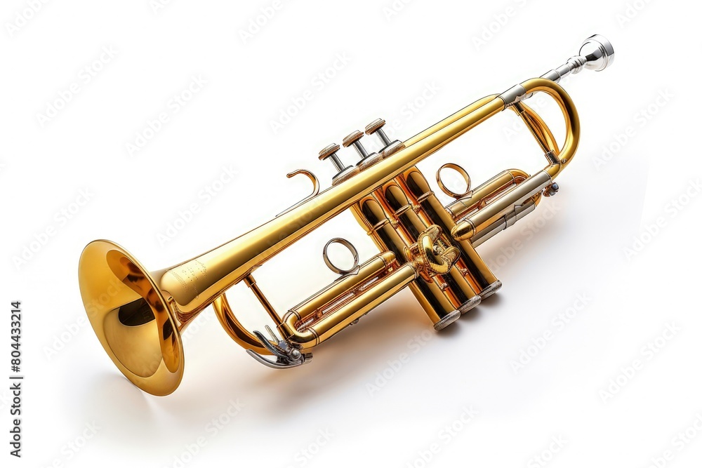Obraz premium Trumpeting Excellence: Unveiling the Instrument's Brilliance on white background