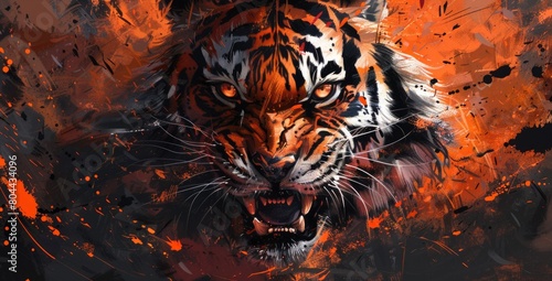 Growling predatory angry tiger photo