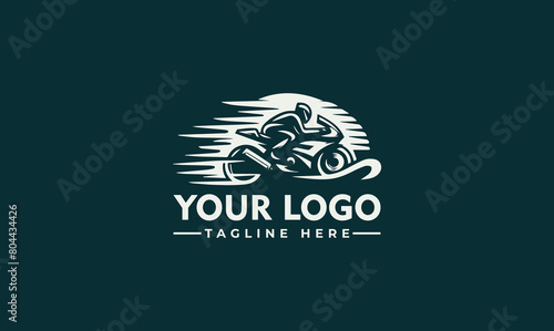 motorbike vector logo design racing logo with the syimbol of speeding motorbike