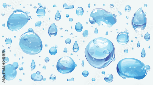 Realistic pure clear water drops set isolated on th