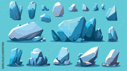 Rocks and stones elements collection set. Vector il