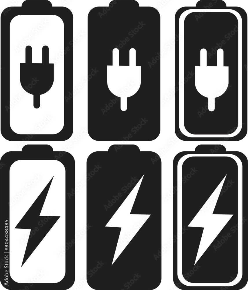 Battery icon set vector art