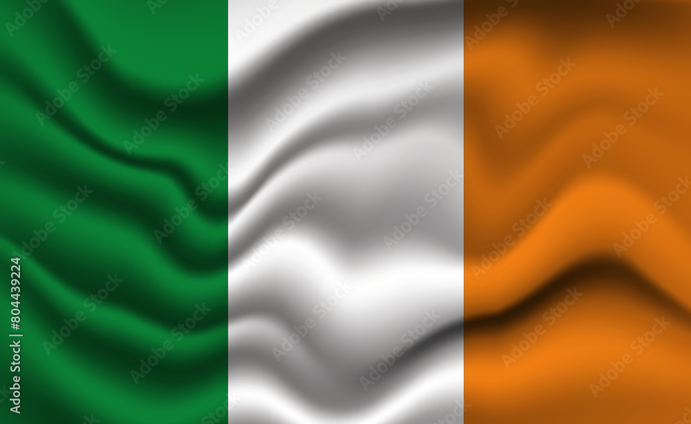 Waving Irish Flag 3D Illustration. The National Flag of Ireland. Waving Irish Flag 3D Illustration. The National Flag of Ireland.