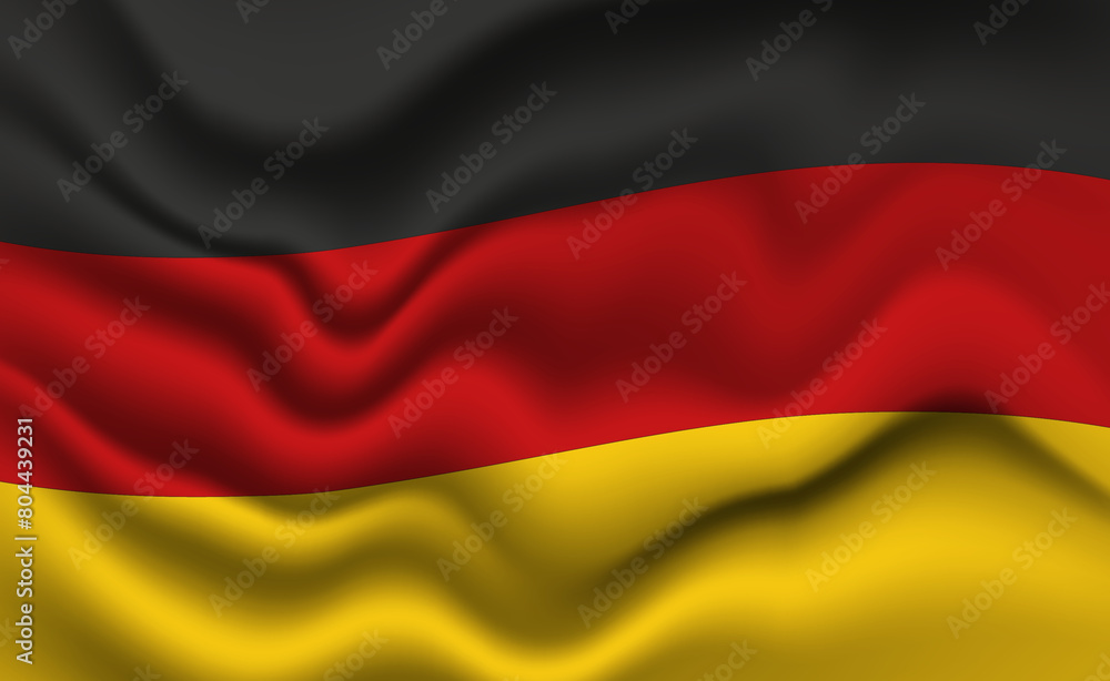 Naklejka premium Waving German Flag 3D Illustration. The National Flag of Germany.