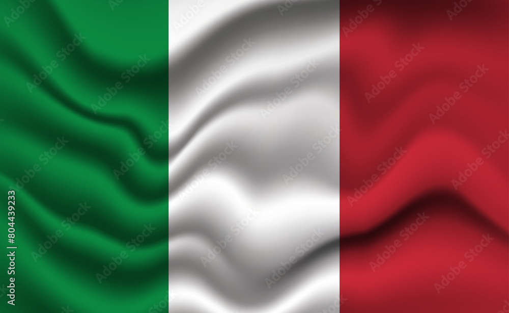 Waving Italian Flag 3D Illustration. The National Flag of Italy.