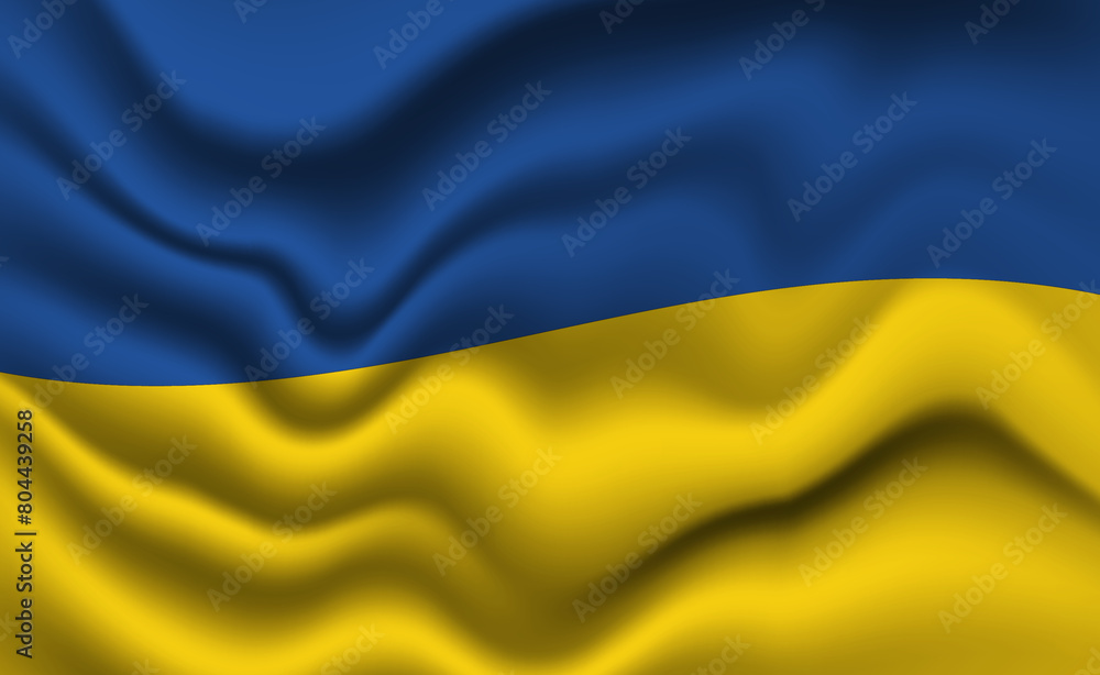 Waving Ukrainian Flag 3D Illustration. The National Flag of Ukraine. Waving Ukrainian Flag 3D Illustration. The National Flag of Ukraine.