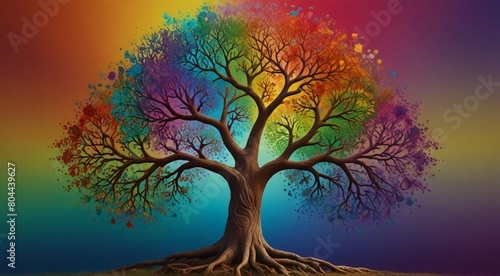 colorful tree with a rainbow swirly tree of life  cosmic tree of life