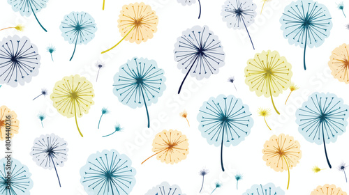 Seamless pattern with colorful flying dandelion see