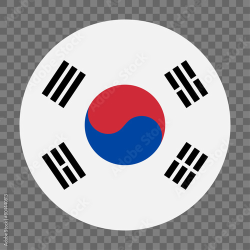 South Korea flag in circle. Vector illustration isolated on transparent background