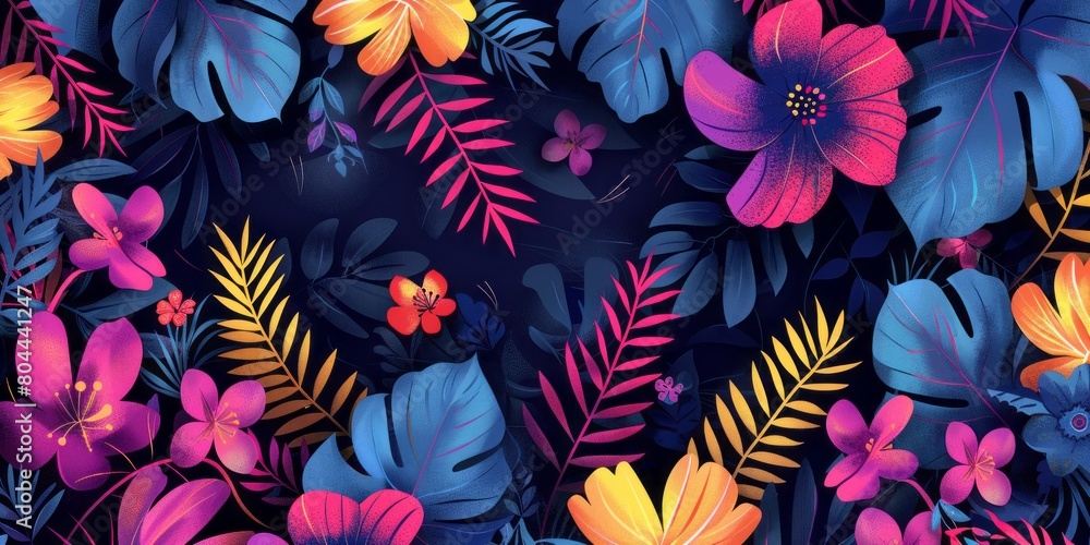 Tropical background with colorful flowers Tropical background with colorful flowers