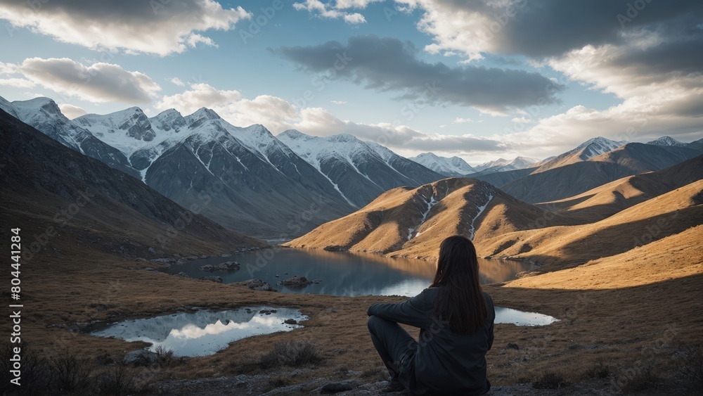 Fototapeta premium person in the mountains