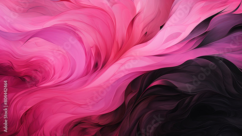 Seamless Pink and Black Brush Stroke Wavy Banner Background