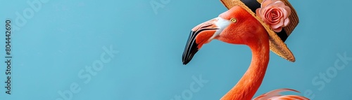 A flamingo as a travel agency director, organizing exotic trips and managing travel plans for clients photo