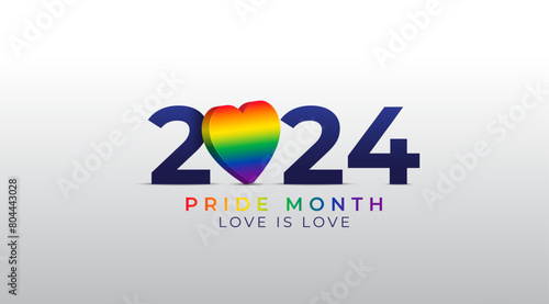 LGBT Pride Month in June 2024. LGBT heart rainbow pride month wallpaper. Symbol of pride month. Design for poster, flyer, web, banner, template. Vector Illustration.