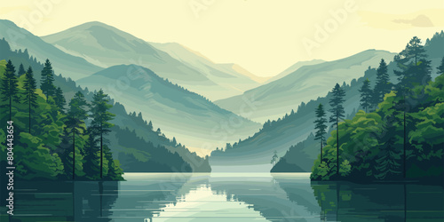 Vector - A picturesque illustration of the Great Smoky Mountains, capturing their beauty and creating a nature-themed backdrop.