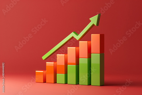Rising curve and data analysis concept 3D rendering, business growth graph 3d illustration