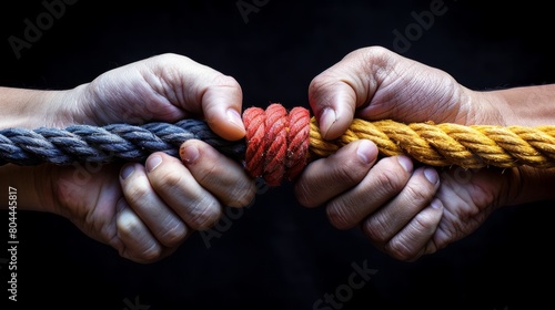 Team ropes of diverse strength connect in partnership to foster teamwork, unity, communication, and support. 