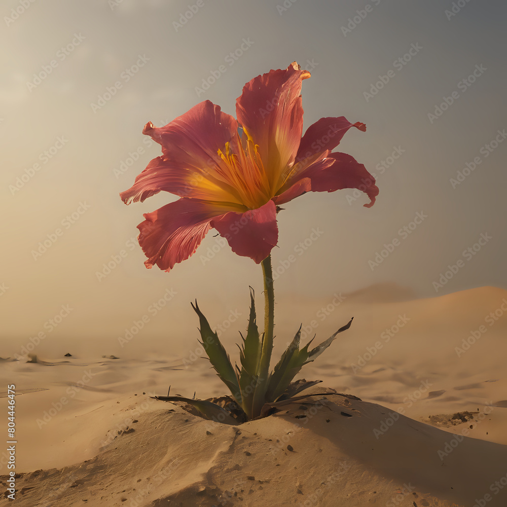 a pink flower that is growing out of the sand a pink flower that is growing out of the sand