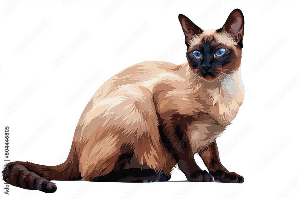 cat Burmese clipart, isolated on white background