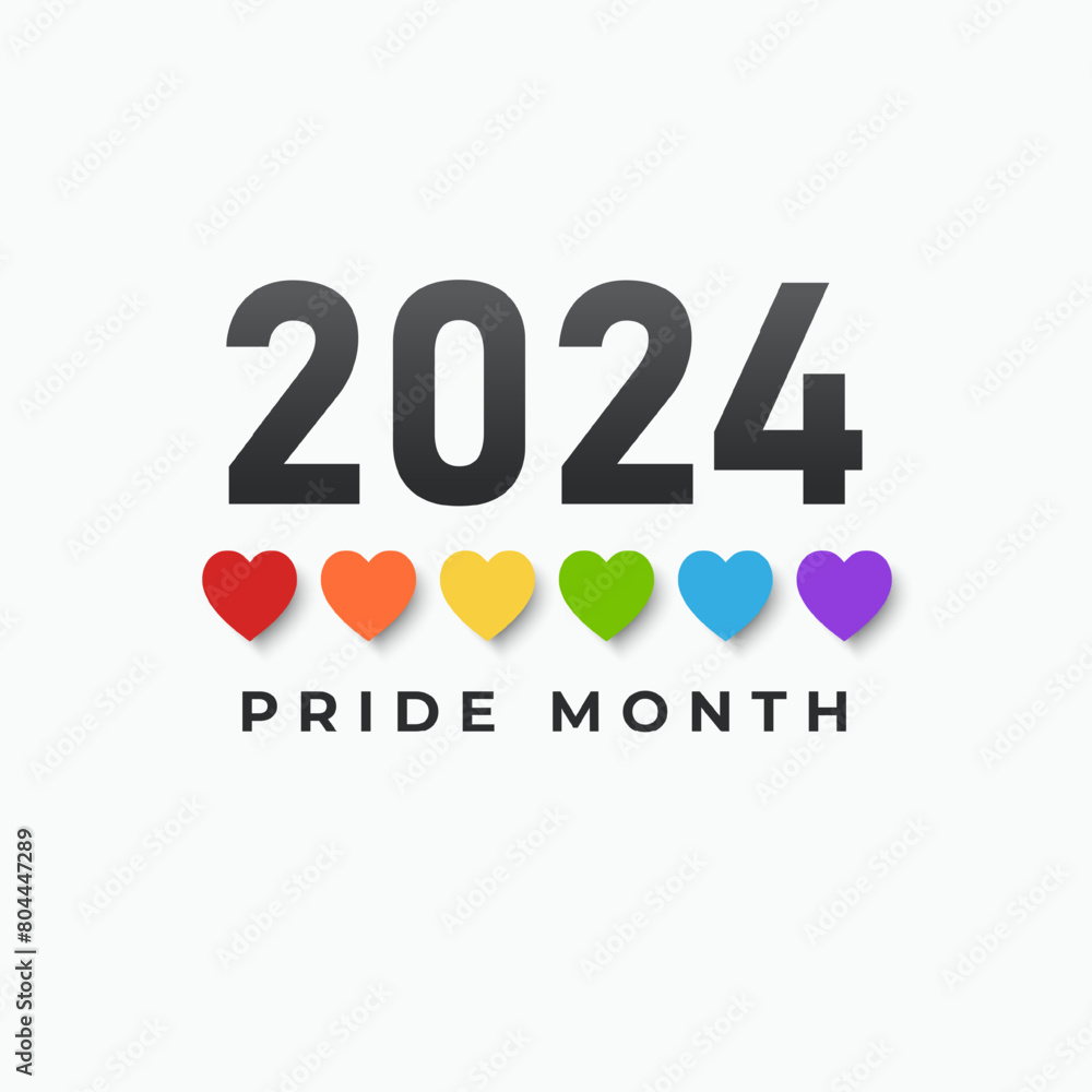 LGBT Pride Month in June 2024. LGBT heart rainbow pride month wallpaper. Symbol of pride month. Design for poster, flyer, web, banner, template. Vector Illustration.