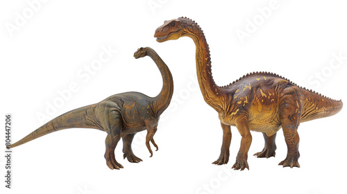 Brachiosaurus and Diplodocus isolated on white background.