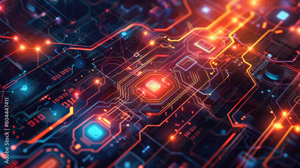 AI Artificial Intelligence chipset on circuit board in futuristic concept suitable for future technology artwork,AI hardware Web Banner Abstract background, Vector illustration AI Artificial Intelligence chipset on circuit board in futuristic concept suitable for future technology artwork,AI hardware Web Banner Abstract background, Vector illustration