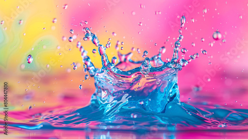 Water droplets fall at high speed  water droplets splash scene on solid color background