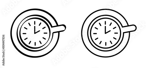 Cartoon line pattern. it's coffee o clock or coffee time vibes. Coffee time, time for break or timeout. Pause, flexible working hours or work time. Work, life balance concept.