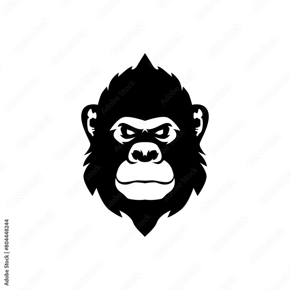 Gorilla face Logo vector clipart Monkey head mascot. Gorilla head icon, wildlife primate ape symbol.
