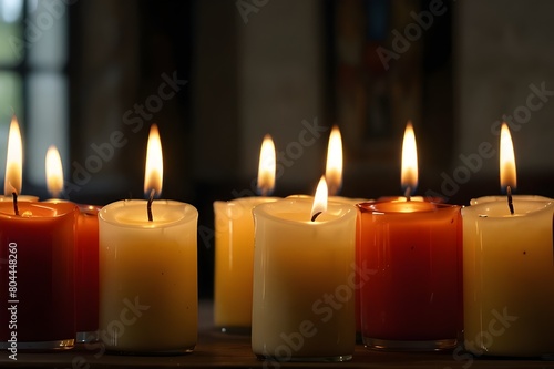 Candles inside a church photograph  Candlemas day  background for candlemas day Generative AI 