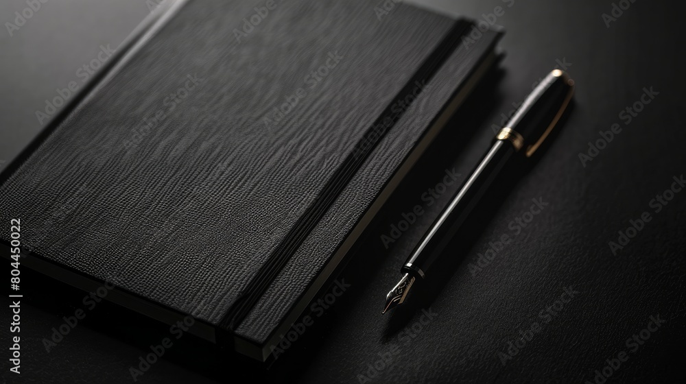 a black notepad and black pen a black notepad and black pen