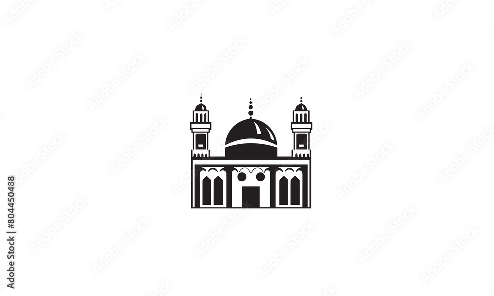 hajj mosque logo black simple flat icon on white background