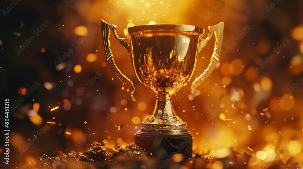 Champion golden trophy for winner background. Success and achievement concept. Sport and cup award theme Champion golden trophy for winner background. Success and achievement concept. Sport and cup award theme