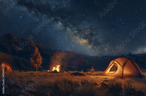 Nighttime Campfire  Embracing Nature s Canvas