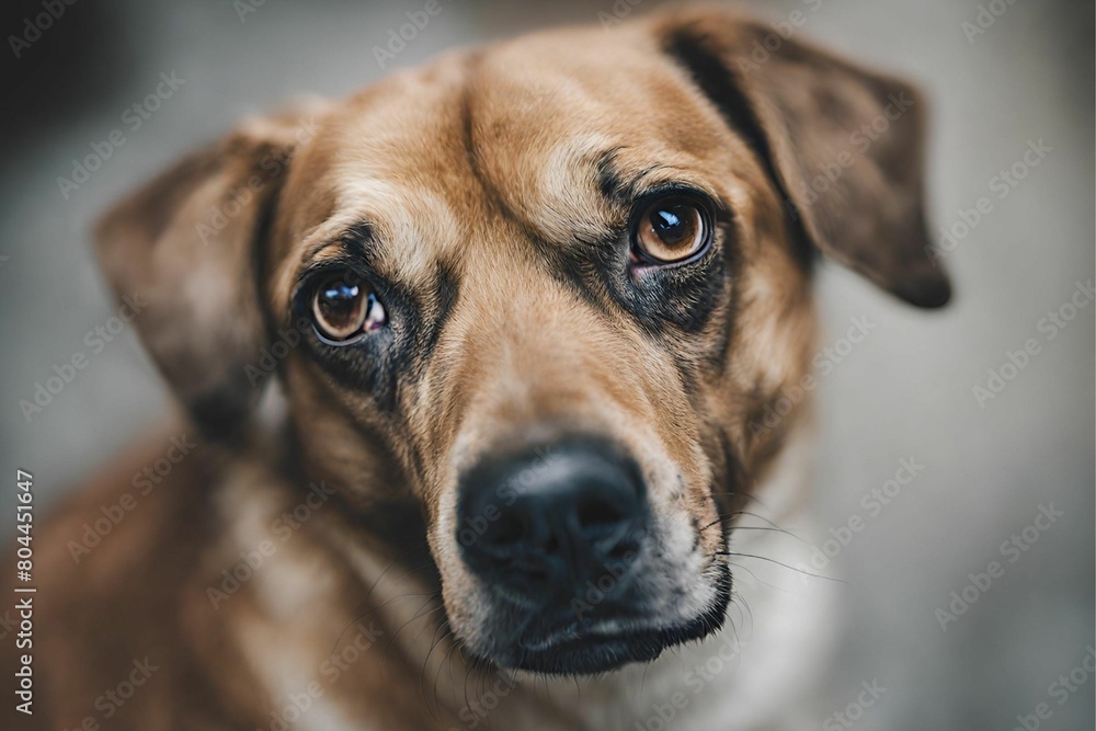 Portrait of rescued dog with sad eyes. Portrait of rescued dog with sad eyes.