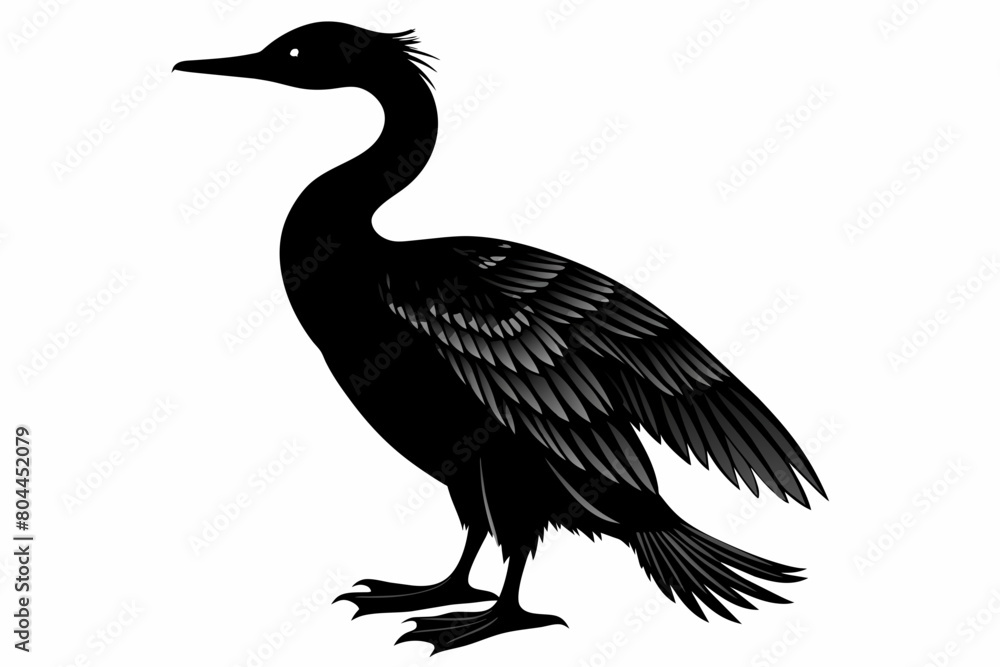 Cormorant silhouette on white background, Vector illustration, icon, svg, characters, Holiday t shirt, Hand drawn trendy Vector illustration Cormorant silhouette on white background, Vector illustration, icon, svg, characters, Holiday t shirt, Hand drawn trendy Vector illustration