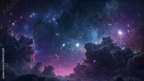 Beautiful fantasy starry night sky,  stars, blue and purple colorful, galaxy and aurora 4k wallpaper photo