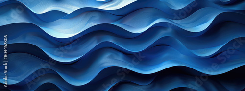 A digital art piece featuring an abstract background of undulating blue waves. Created with Ai