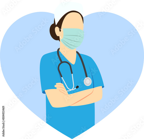 Vector illustration of Nurse on transparent background