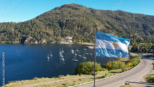 Aerial view of sailboats in the port of 