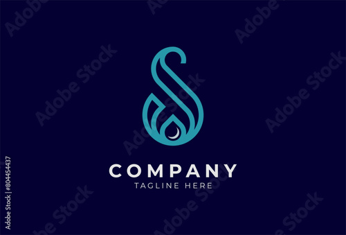 Letter S Drop Logo, letter S with water drop icon combination, flat design Logo template element, vector illustration